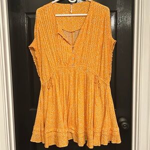 Free People Casual Orange Floral Dress Size Small